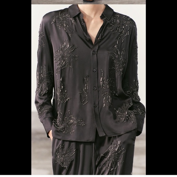 ZARA EMBROIDERED BEADED SHIRT ZW COLLECTION - Picture 3 of 6